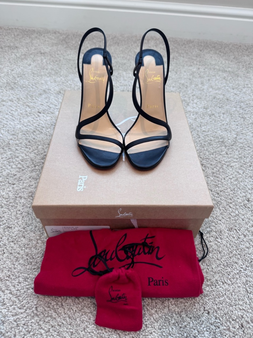 Christian Louboutin Rosalie Black Strappy Open-Toe Slingback Heels